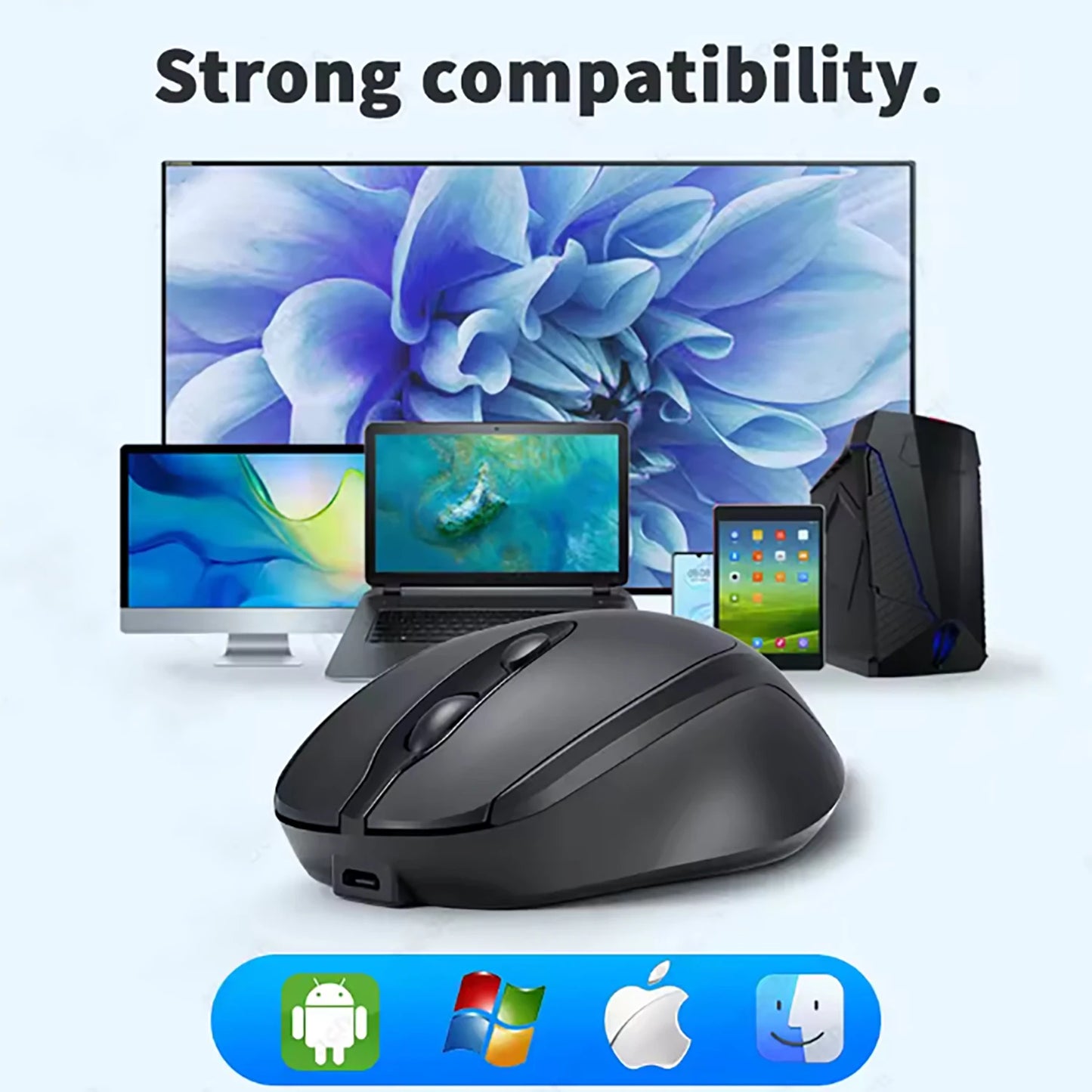 Bluetooth Wireless Mouse – Silent, Rechargeable, Multi-Device Compatible