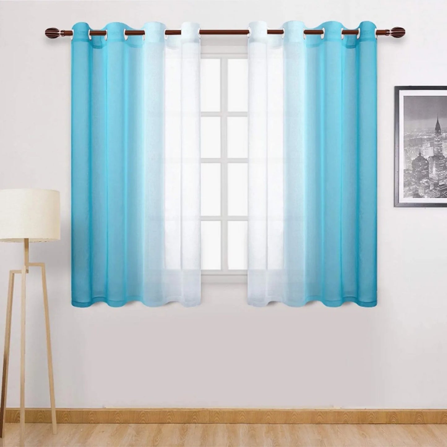 Gradient Blackout Curtains – Light-Filtering Faux Grommet Drapes for Bedroom & Living Room