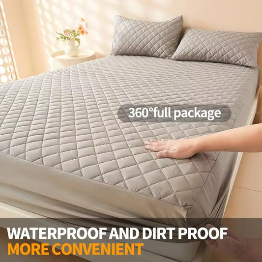 Waterproof Quilted Fitted Bed Sheet – 360° Elastic Mattress Protector, Single/Double/Queen/King