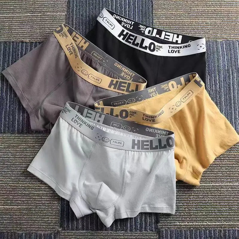 4-Pack Men's Cotton Boxer Briefs – Solid, U-Convex, Plus Size L-6XL