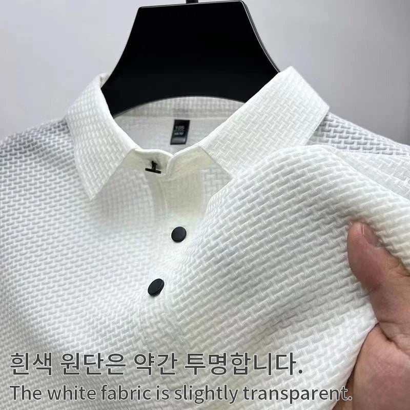 Men's Summer Polo Shirt – Breathable Ice Silk, Short-Sleeved, Fashionable & Comfortable