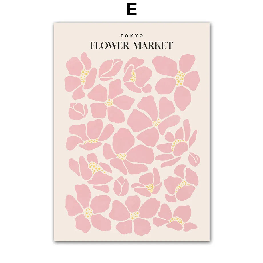 Colorful Flower Market Canvas Poster – Nordic Wall Art for Living Room