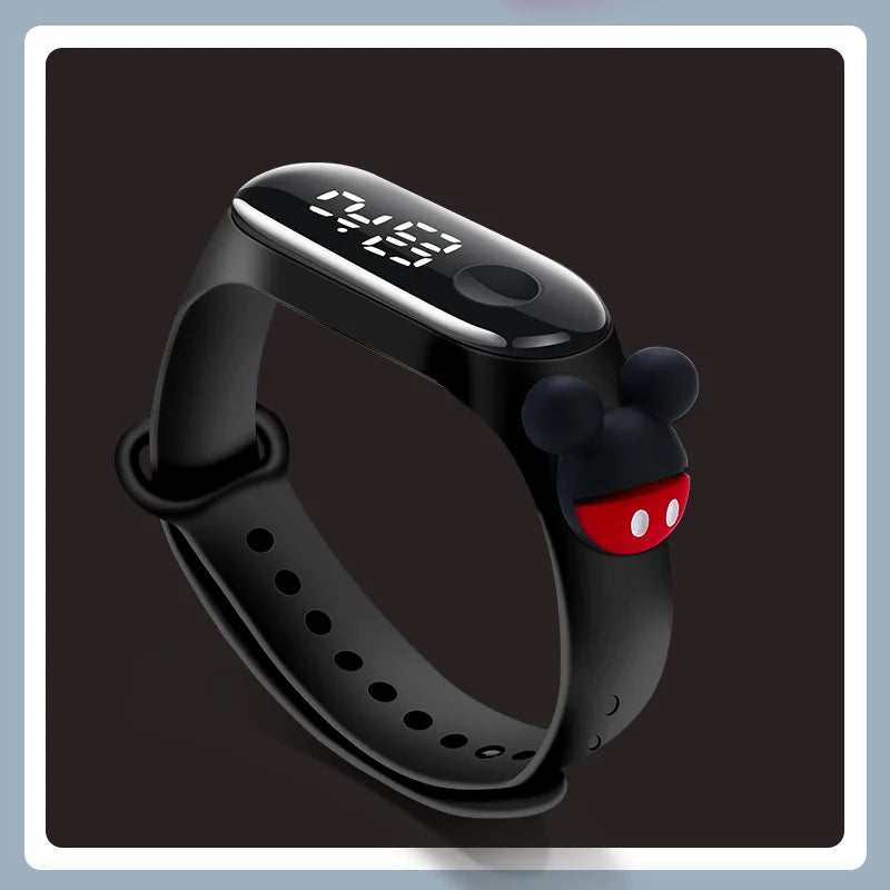 Kids' Fashion LED Watch – Mickey & Spiderman Design, Waterproof Sports Bracelet