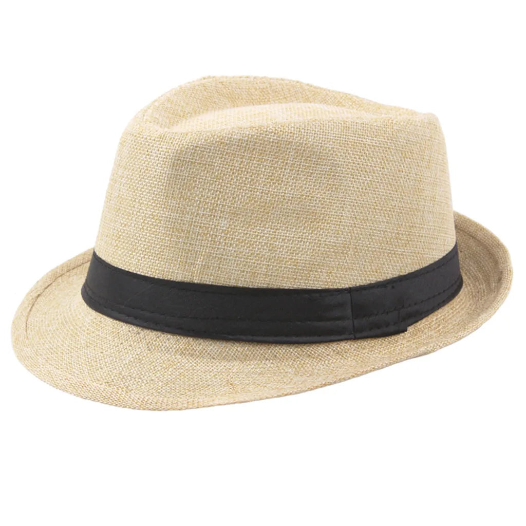 Unisex Summer Panama Hat – Wide Brim Straw Jazz Cap with Black Ribbon