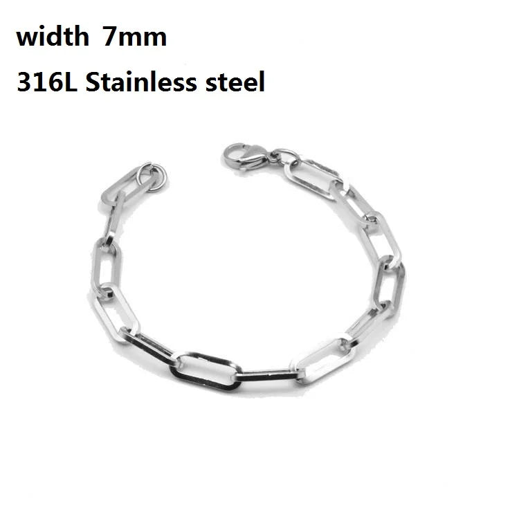 316L Stainless Steel Cuban Chain Bracelet – Unisex Vintage Figaro Punk K-pop Viking Jewelry Gift