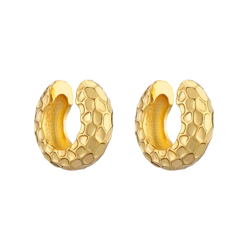 HECHENG Gold Round Clip-On Ear Cuff for Women – Non-Pierced Jewelry