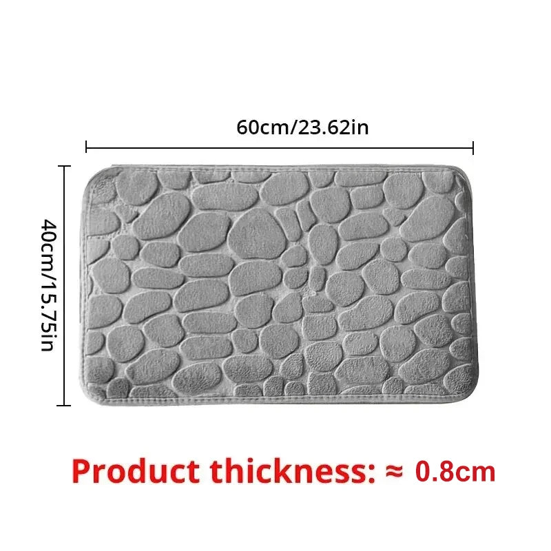1pc Embossed Fiber Carpet — Anti-Slip Pebble Floor Mat for Bathroom & Living Room