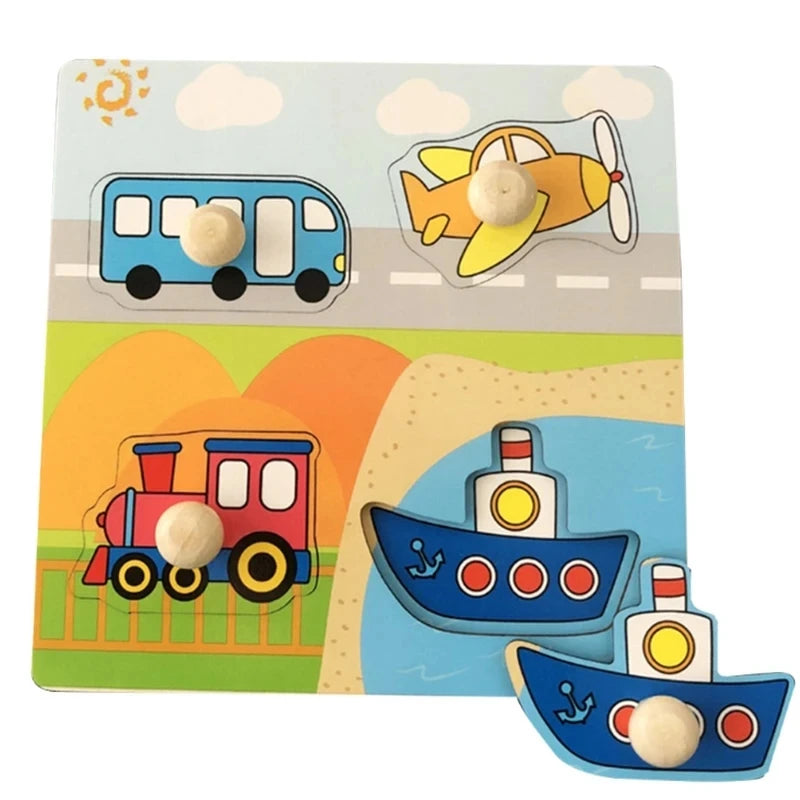 Montessori 3D Wooden Puzzle Baby Toys Early Learning Fruit Cognitive Board