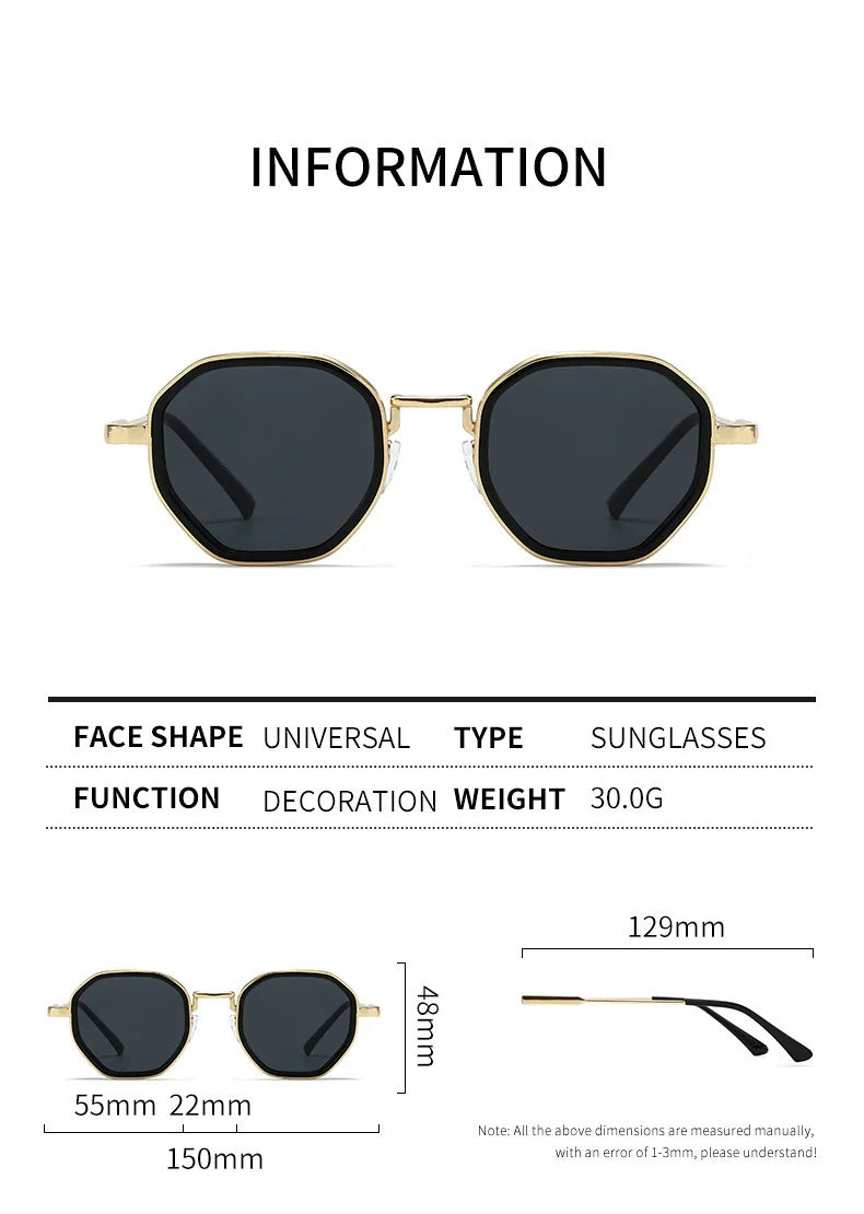 Unisex Retro Square Metal Sunglasses