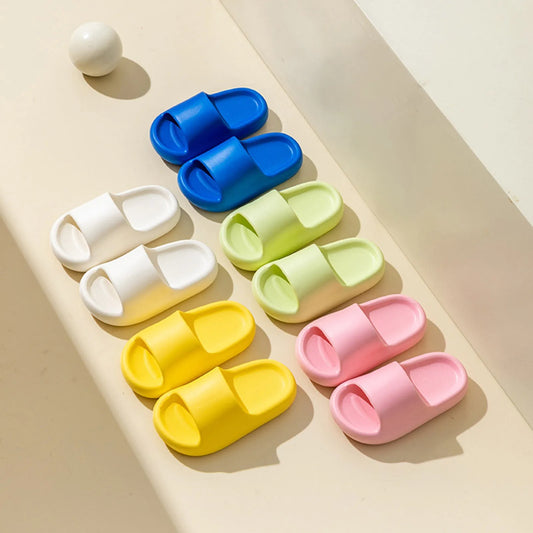 Children’s Summer Bathroom Slippers – Solid Color, Soft Anti-Slip Home Shoes for Boys & Girls (Ages 7–12)
