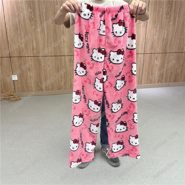 Sanrio Hello Kitty Flannel Pajamas – Warm Autumn Home Pants