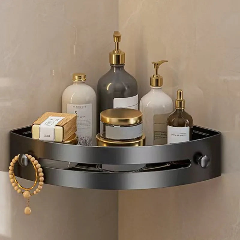 No-Drill Wall-Mounted Corner Shelf - ABS Storage Rack for Bathroom Sink and Toilet