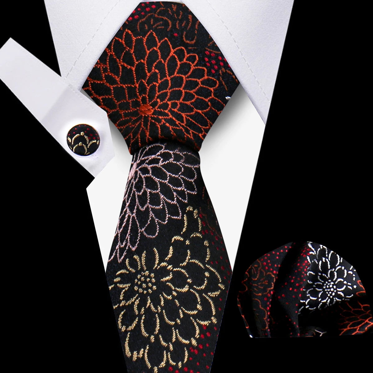 Classic Men’s Tie Set Plaid Necktie with Pocket Square & Cufflinks Business Wedding Gift Accessories