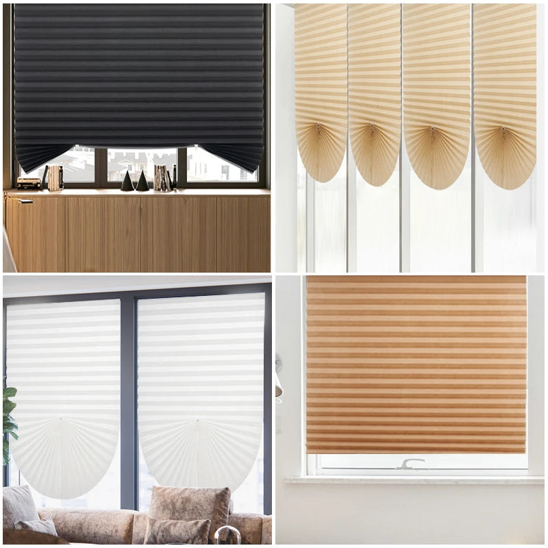 Adhesive Pleated Window Shades – Non-Woven Blackout Zebra Blinds .