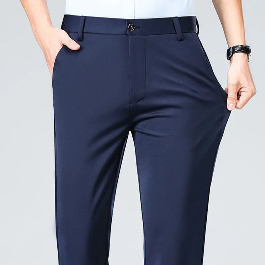 Mens Formal Dress Pants  Business Casual Suit Pants Black Navy Elastic Wrinkle Resistant  Long Pants Daily Work Pants