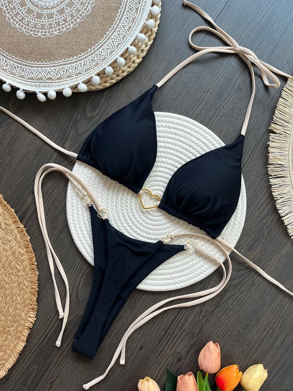 Women's Sexy Halter Triangle Bikini Set – Brazilian Two-Piece Swimwear