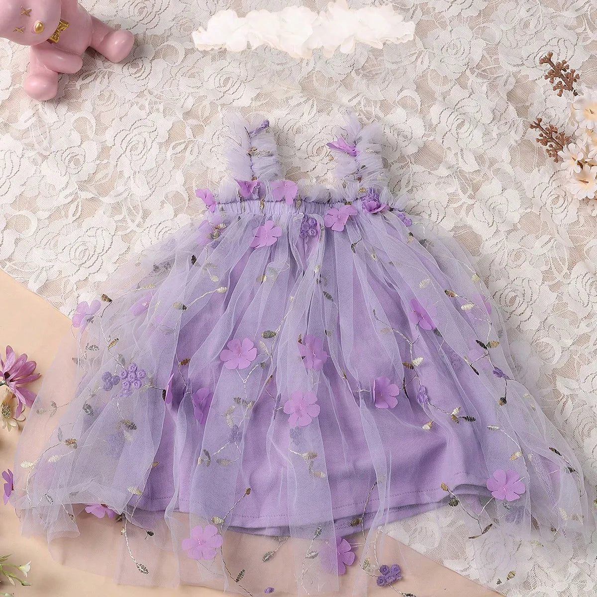 Toddler Girls Floral Tutu Dress with Headband