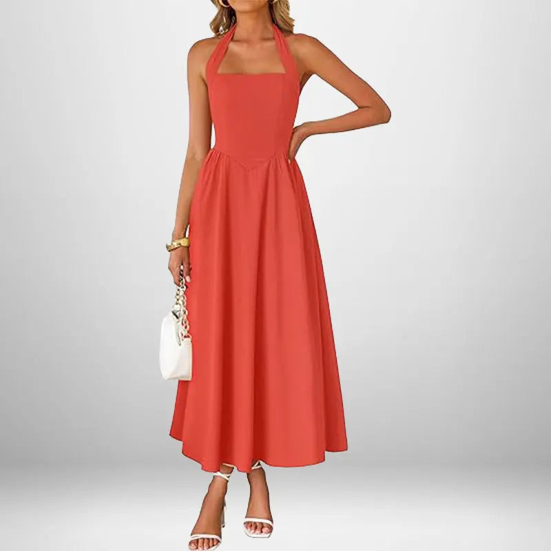 2025 Summer Women’s Elegant Backless Sleeveless Long Dress – Square Collar