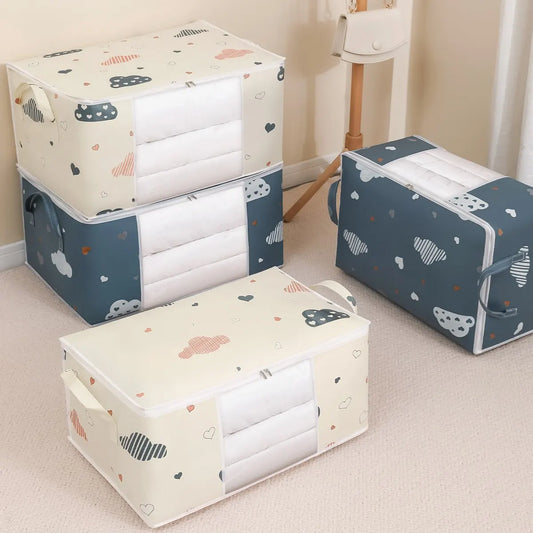 Large Capacity Clothes Storage Bag — Foldable Organizer with Reinforced Handles & Sturdy Zipper for Bedding and Blankets