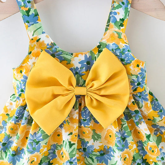 2Pcs Baby Girl Summer Dress & Hat Set — Floral Toddler Outfit for Beach & Casual Wear (0–3Y)