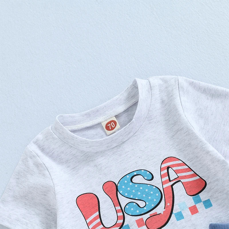 Toddler Boys 2-Piece Summer Set – Dinosaur Tee & Elastic Waist Shorts