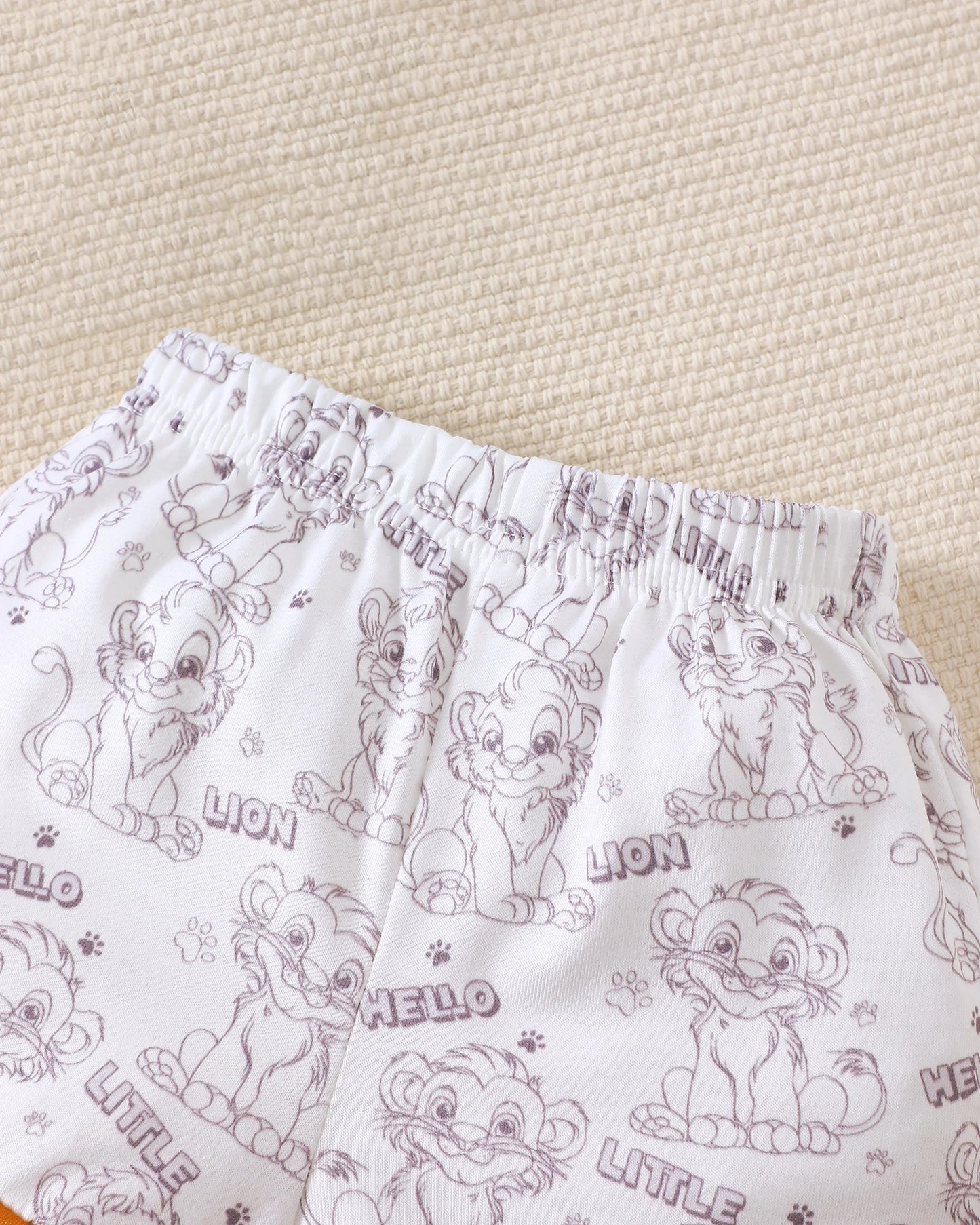 Cartoon Lion Print Top, Pants & Hat. Stylish Summer Outfit for Newborns.