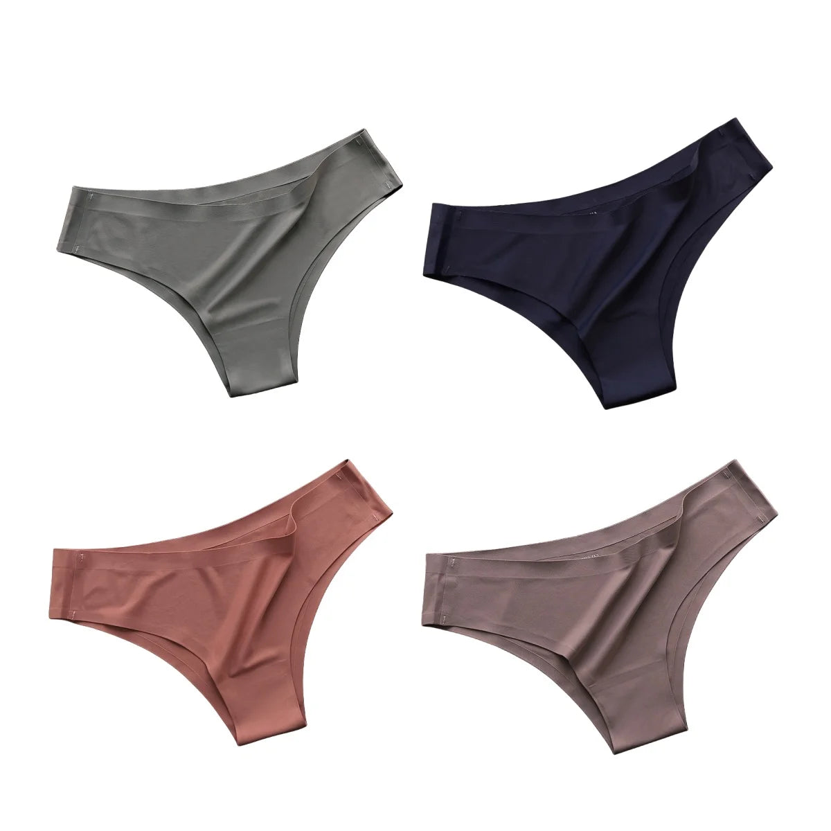 4PCS Seamless Ice Silk Panties – Women’s Low Waist