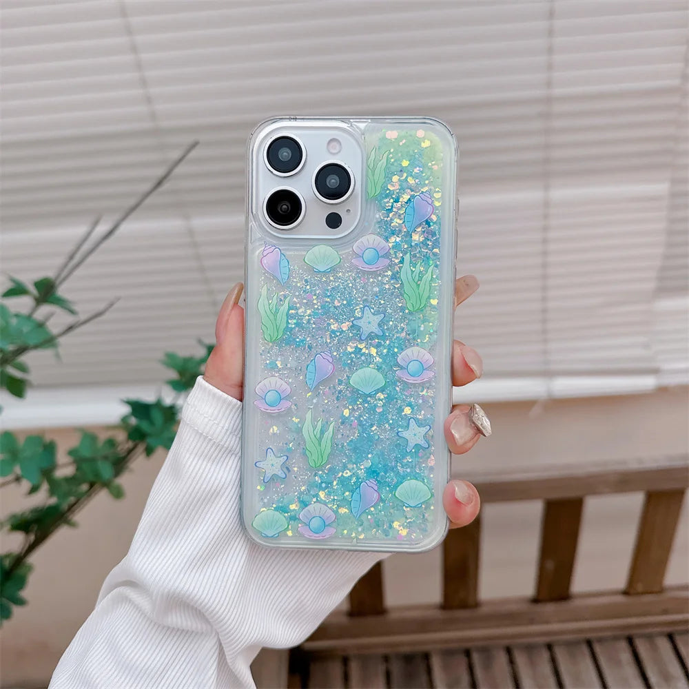 Glow-in-the-Dark Jellyfish Glitter iPhone Case – Luminous Soft Cover