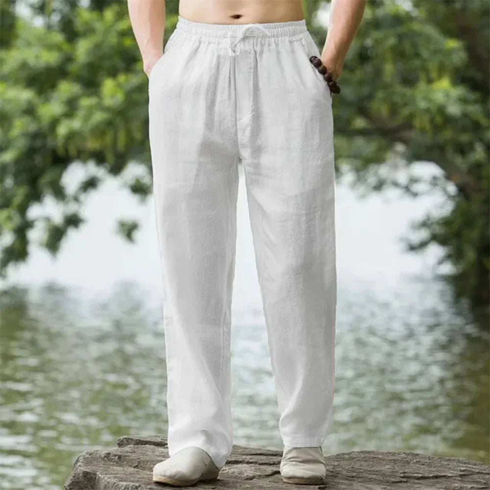 Men’s Cotton-Linen Beach Joggers – Casual Summer Pants