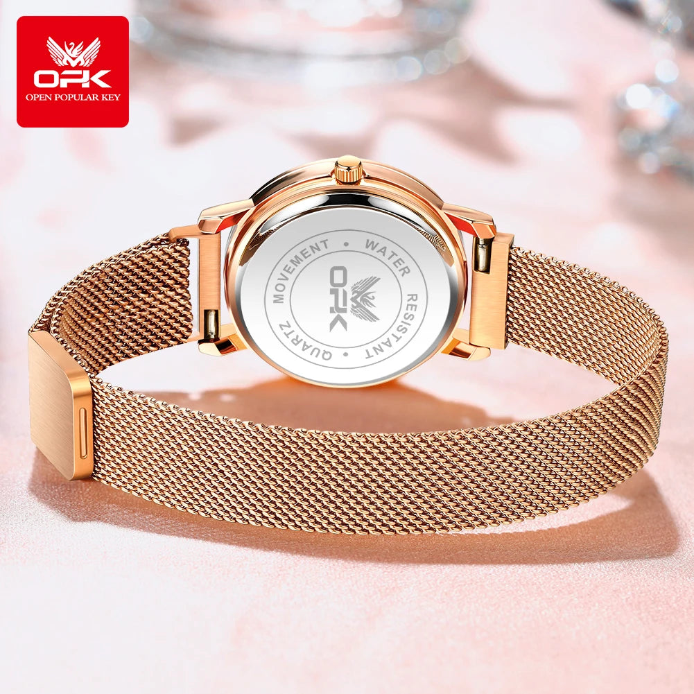 OPK 8115 Women’s Stainless Steel Mesh Water Resistant  (3 Bar) Watch