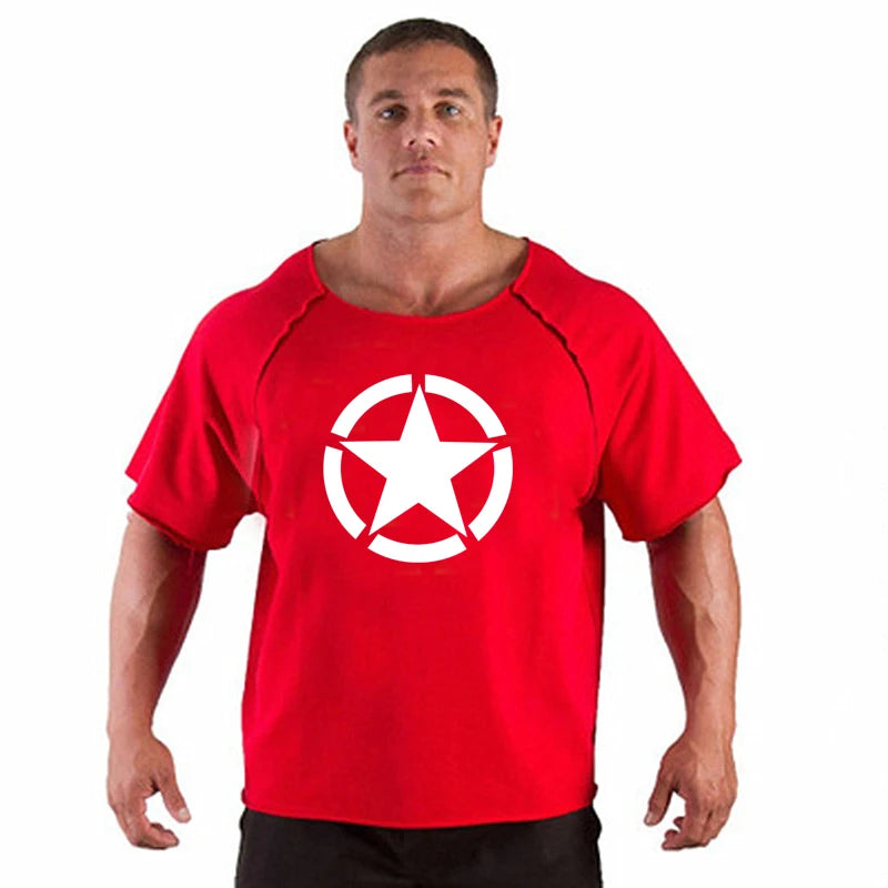 Men’s Gym & Fitness T-Shirt – Breathable, Oversized, Vintage Graphic Short Sleeve Cotton Top