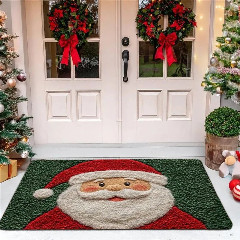 Christmas Door Mat – Gingerbread & Santa Holiday Foot Mat