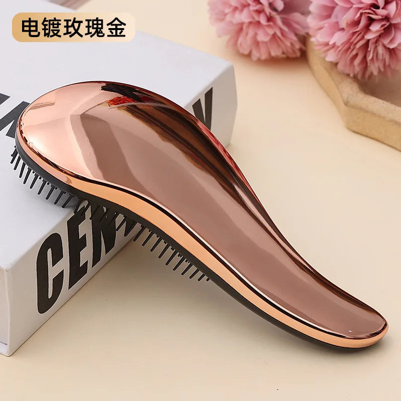 Marble Anti-Static Mini Comb – Plastic Detangling & Scalp Massage Hairbrush for Women, Shower & Salon Use