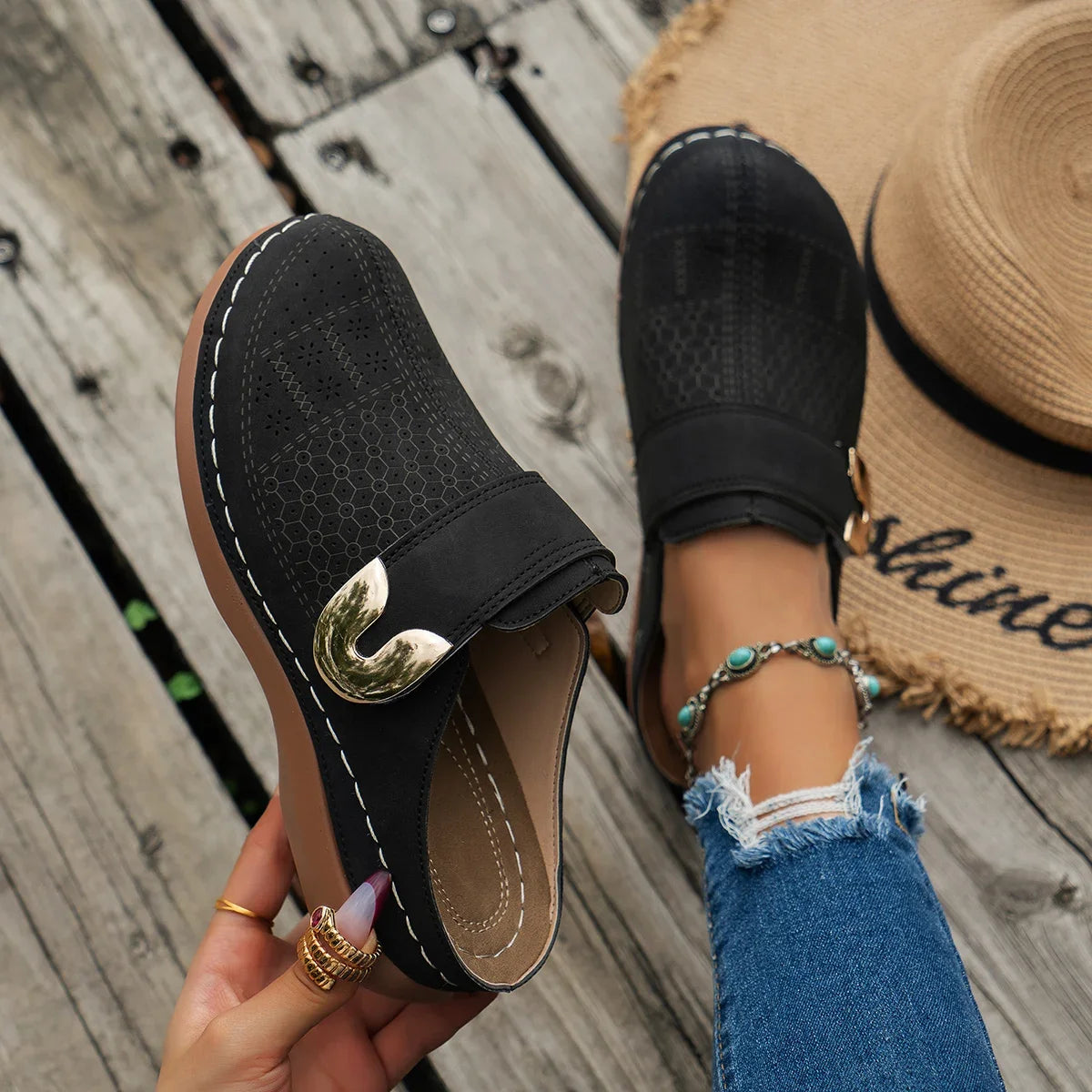 Women’s Summer Open-Toe Slippers – Flat Low Heel Fashion Slides