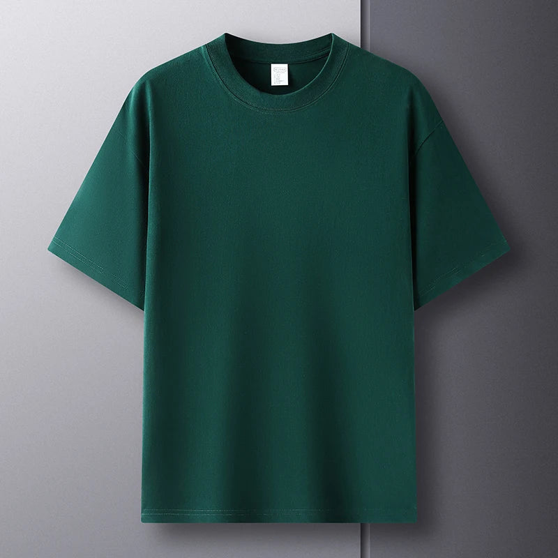 Men’s Summer Cotton T-Shirt – Casual, Loose Fit, Double Line Design