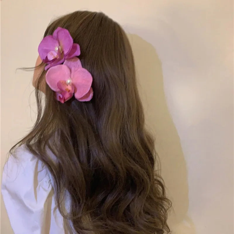 Phalaenopsis Flower Hair Clip – Elegant Floral Barrette for Girls
