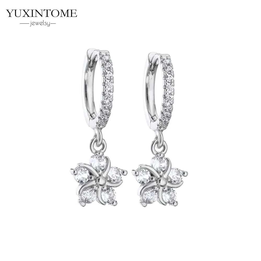 925 Sterling Silver White Zircon Tassel Hoop Earrings — Women’s Luxury Korean Fashion Jewelry 2025