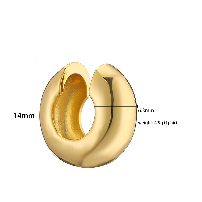 HECHENG Gold Round Clip-On Ear Cuff for Women – Non-Pierced Jewelry