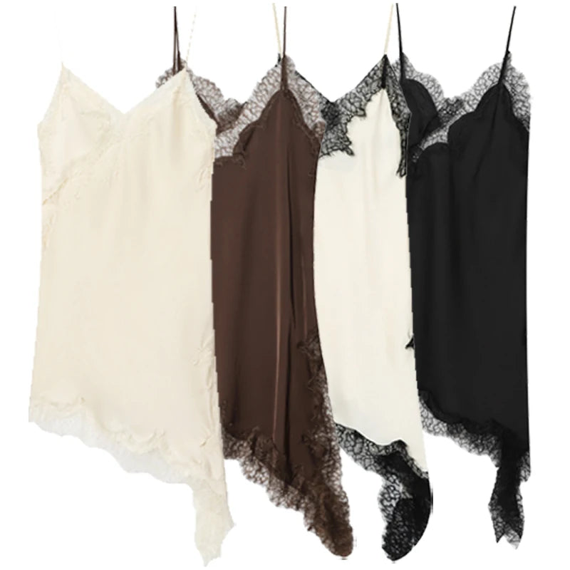 HXAO Women’s Lace Asymmetric Slip Dress – Summer 2025 Sexy Mini