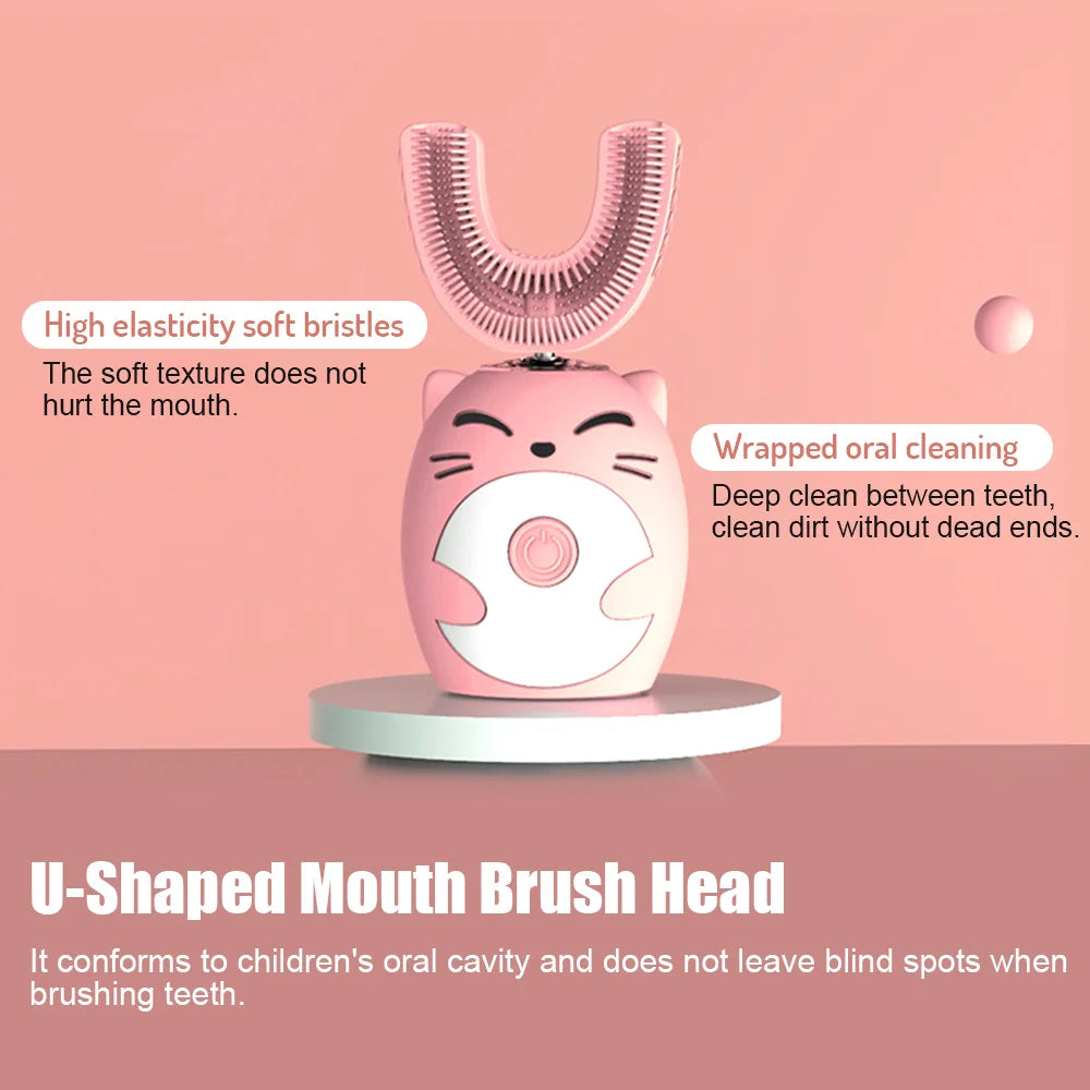 Kids U-Shaped Sonic Electric Toothbrush – 360° USB Rechargeable Cleaner