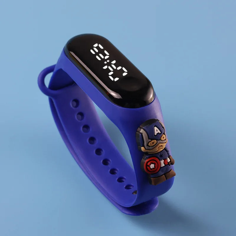 Kids' Fashion LED Watch – Mickey & Spiderman Design, Waterproof Sports Bracelet