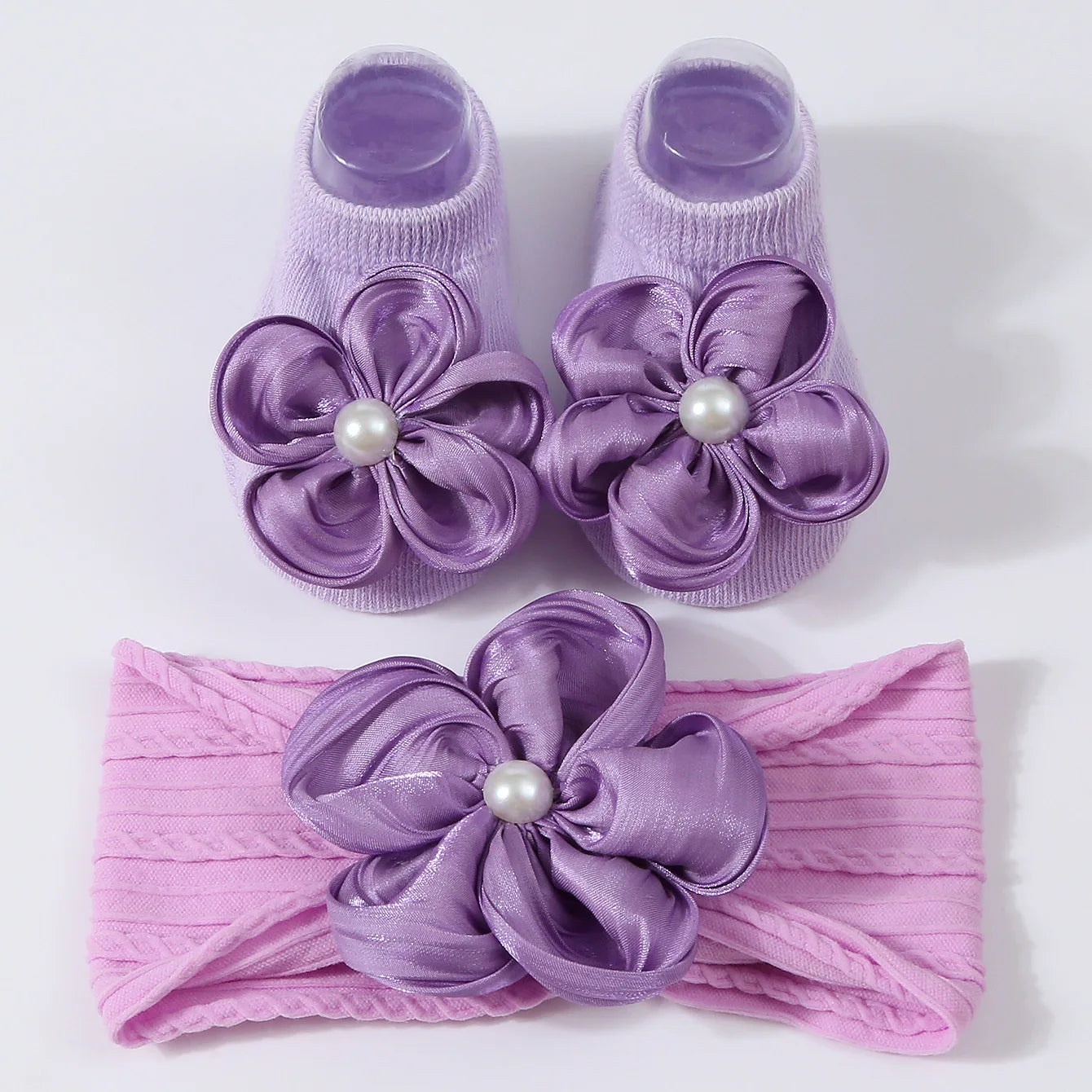 Baby Pearl Headband & Lace Socks Set (0–1Y)