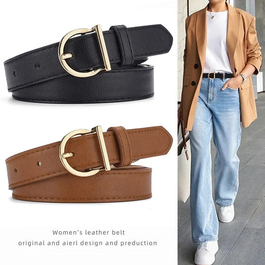 Women’s PU Leather Belt – Fashion Pin Buckle, Soft Luxury Jeans Belt