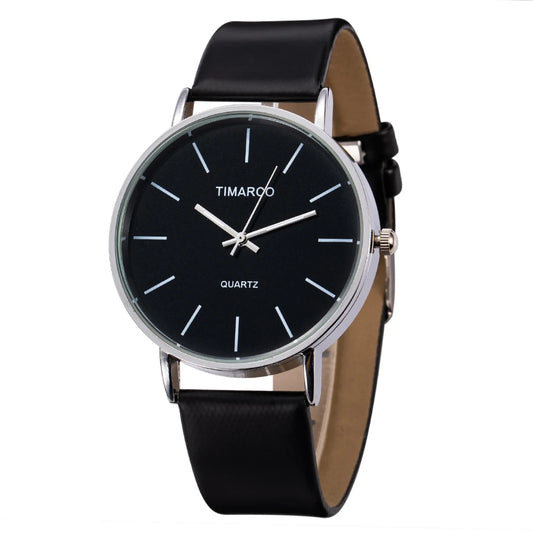 Women’s Simple Quartz Watch – Slim Leather Strap, Round Dial