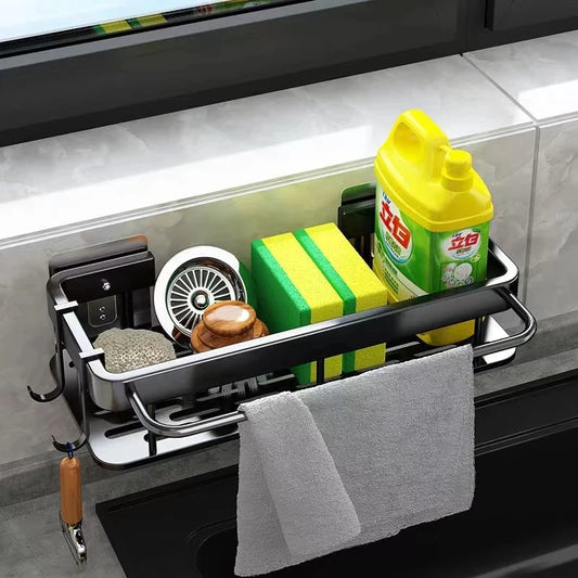 No-Drill Corner Bathroom Shelf – Wall-Mount Aluminum Rack for Towels, Shampoo & Kitchen Storage