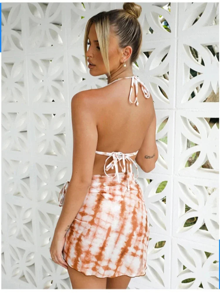 Women's 3-Piece Bikini Set – Triangle Swimwear with Skirt Cover-Up