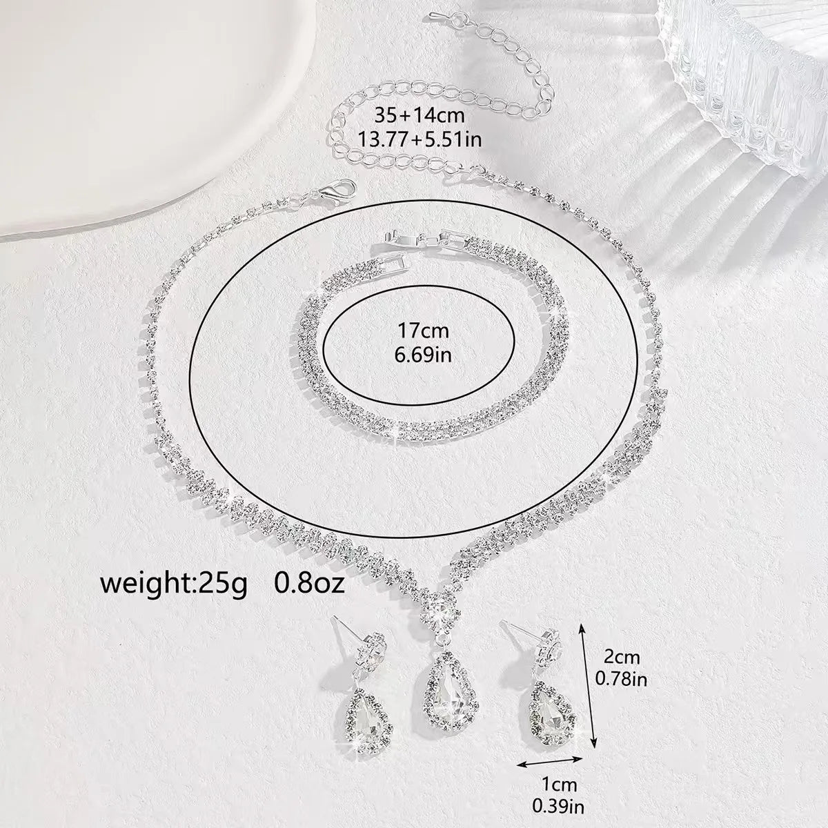 Women’s Luxury Bridal Jewelry Set – Necklace, Bracelet & Earrings