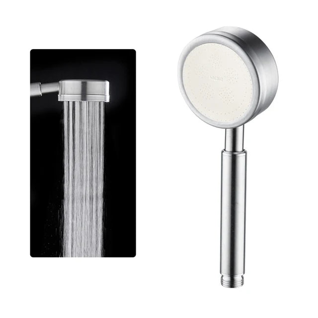 Brushed Stainless Steel Handheld Shower Head – Pressurized Water-Saving Filter Design