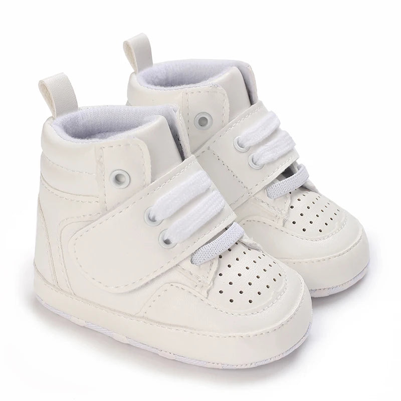 White Soft-Soled Baby Sneakers — Non-Slip Prewalkers for Infant Boys & Girls, Spring Baptism