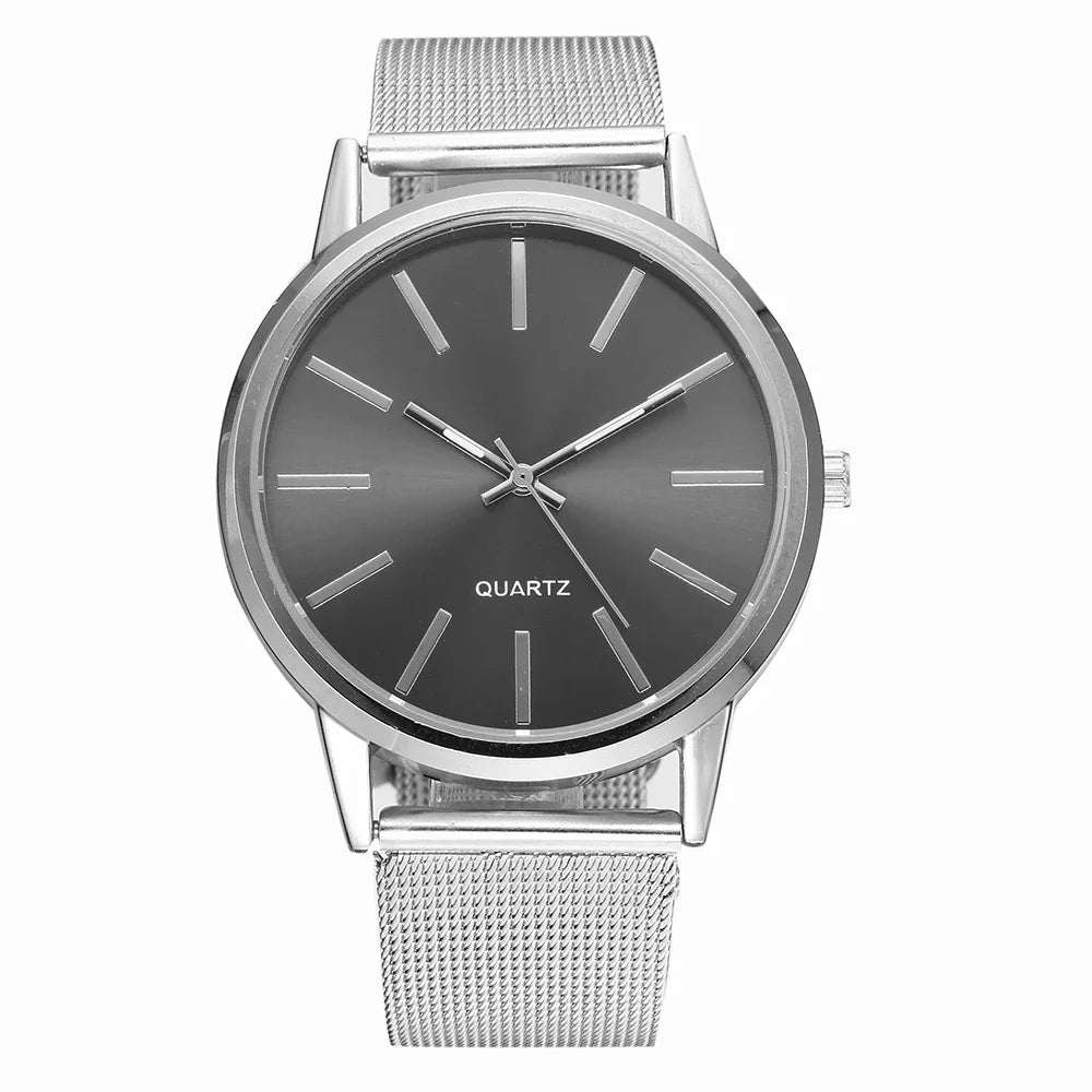 Fashion Women’s Quartz Watch Luxury Silver Mesh Strap Elegant Analog Wristwatch Relogio Feminino